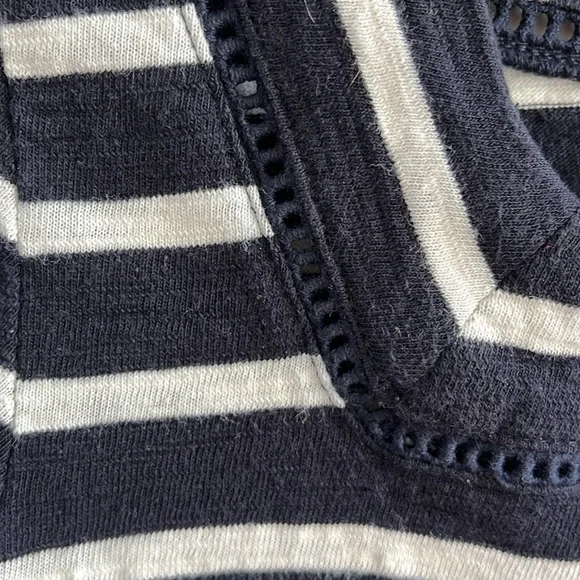 TALBOTS Square Neck 3/4 Length Sleeve Navy & White Striped Shirt size Small - Picture 5 of 6